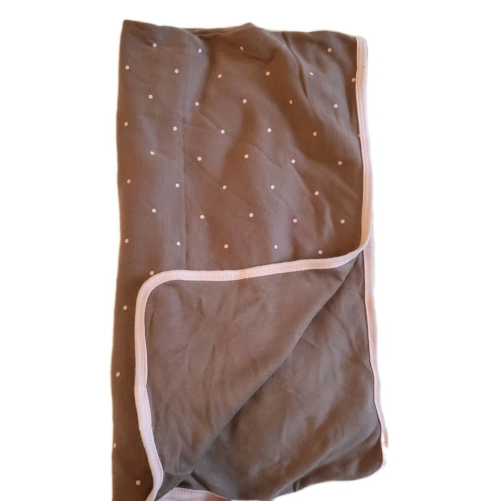 Carters Pink‎ Brown Tiny Mini Polka Dot Circles Baby Girl Cotton Swaddle Blanket